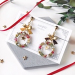 クリスマスリースのレジンイヤリング/ピアス