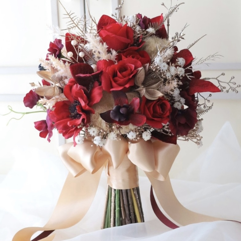 ウェディング　ブーケ　ブーケトニア　セット 造花 カラフルブーケ ウェディングブーケ ブートニアセット - atelier towa