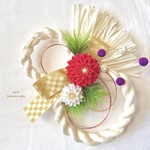 【特集掲載】しめ縄リース　ホワイト　つまみ細工