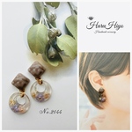 №2144 ❁¨̮ くすみレジンとフラワーのピアス・イヤリング