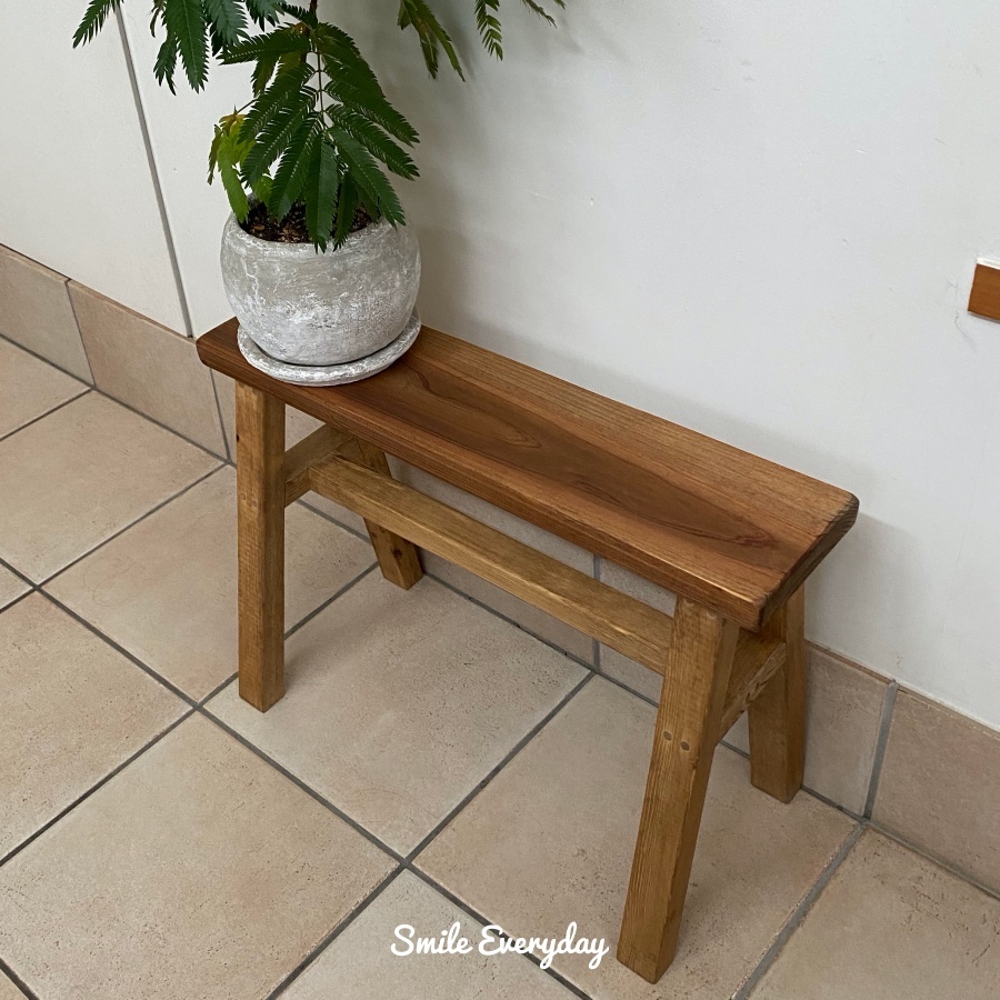観葉植物のための木製プランタースタンド 無垢材ベンチ 600mm - Smile