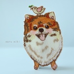 ポメラニアンの刺繍ワッペン　アイロン接着タイプ