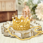 【受注製作】  手編み  クラウン  ⭐︎  からし　誕生日　記念日　犬用アクセサリー  ペット用　王冠　ティアラ　
