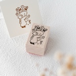 パンジーの花束と こびとのラバースタンプ 「やさしい気持ち」手帳やお手紙に2×3cmワンポイント