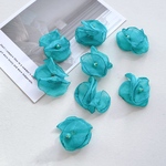 4pcs ＊シフォンペタル シフォンフラワー (ターコイズ) （0528）