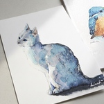 猫の水彩画
