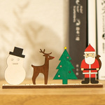 クリスマス「雪ダルマ トナカイ ツリー サンタクロース」小さな木の置物 4点セット