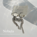 【セール】1550円→500円《クールな透明感✧》グレークリアドロップ＆シルバーチェーンピアス／イヤリング｜チタン変更可・アレルギー対応・ゆれるフープピアス