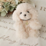バッグチャーム　トイプードル　マルプー　犬　ベージュ　ぬいぐるみ　ぬい活　ぬい撮り　誕生日プレゼント　ギフト　うちの子　記念日　贈り物　お守り　天然石　マスコット