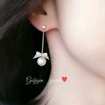 再販♥ホワイト振り子イヤリング   リボン&パール                            8色から選べます  