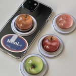 果物のスマホグリップ Fruits Tok りんご 桃 オレンジ 青りんご クリアスマホグリップ・Magsafe対応・透明ケース用・元気カラー・ハンドメイド ビタミンカラー
