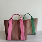 ☆akiram 0325様専用☆トートバッグL 2点(持ち手斜め)  マッシュルーム×リーフグリーン▪️ チャ×カメリア 倉敷帆布
