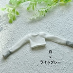 バイカラーくしゅくしゅトップス 白×ライトグレー 22cmサイズ