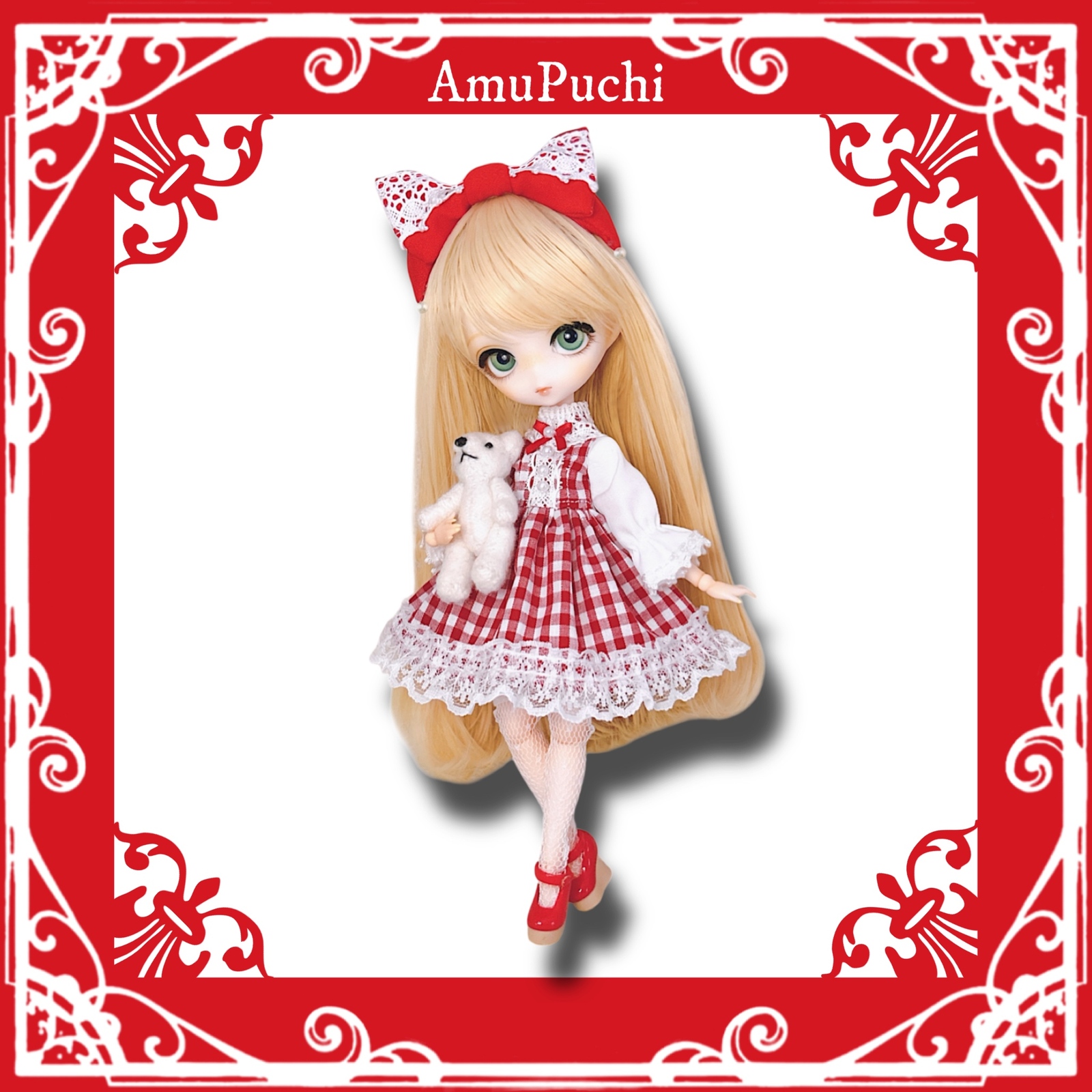 赤×白ギンガムチェックのロリィタ風ワンピース - AmuPuchi†Gallery