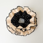 cream chiffon / black polka dot