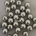〔20個〕ラウンドシルバーアクリルビーズ　10mm