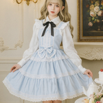 懐古ロリィタ♡ティアードジャンパースカートサックス ロリィタジャンパースカートロリィタワンピース