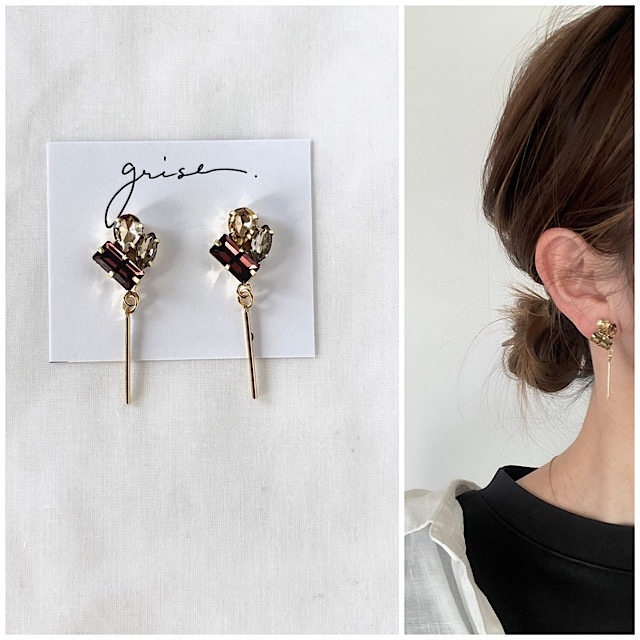 ビジュー タッセル ピアス イヤリング ハンドメイド 結婚式 - grise