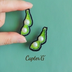 枝豆ビーズ刺繍ブローチ