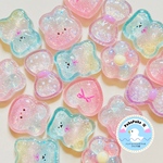 【10個】　ボンドロ風　デコパーツ　うさぎ　リボン　ハート　フラワー　かわいい　くま　ラメ　ピンク　ブルー　キラキラ　商品番号S-27