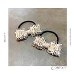 ヘアゴム 2点セット ツイードリボン くすみカラー　