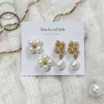 H115.【2点セット】🎄限定ラッピングでお届け  小粒 ミニ お花 パールピアス イヤリング ゆれる ゴールド 淡水パール 本真珠 プレゼント ギフト デート アレンジ自由 キラキラ 特別 お呼ばれ