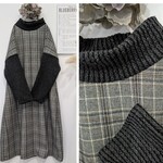 ♥起毛グレンチェック♥ハイネックワンピ♥チャコールグレー冬　秋