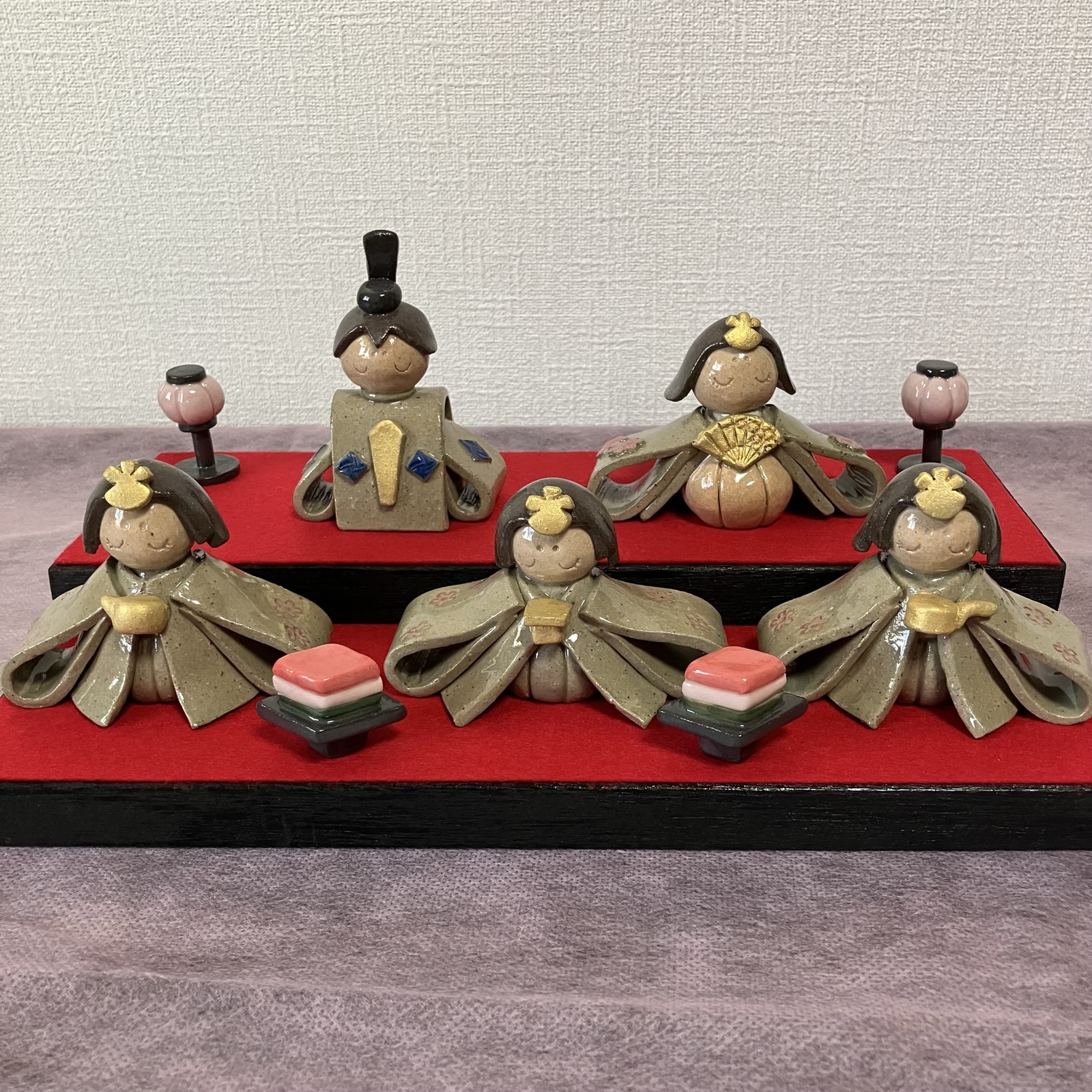 雛人形　おひなさま　ひな祭り　陶器　＊お内裏様•女雛•三人官女＊　2段飾り