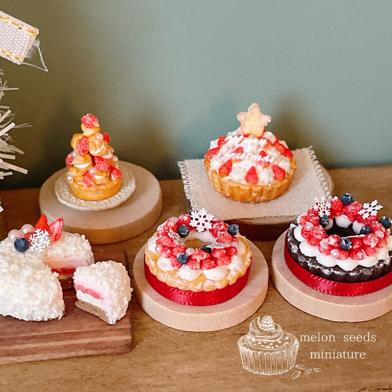 桃スイーツのセット ミニチュアスイーツ - melon seeds | minne byGMO