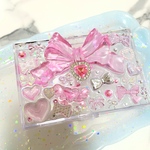 ハンドメイド　マルチケース　リボン×ピンク　小物入れ　ハート