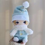 【スカイブルー】15cmちびぬい 冬の妖精コーデ 5点セット｜はぴぬい ぬい服 ハンドメイド Aぇ JUMPぬい キンプリ クリスマス サンタ サンタ帽 シンプル 淡い ぬいぐるみ 水色 青 グリーン