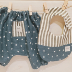 おそろい☆ダブルガーゼのスタイとパンツ☆ストライプ☆