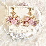 お花リボンのゆらゆら耳飾り(ピンク) ピアス/イヤリング