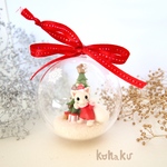 白猫サンタのクリスマスオーナメント