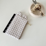 new▷ミニ6くま耳ジッパーポーチ(麻チェック)