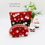クリスマスセット⭐︎ミニポーチ&ポケットティッシュポーチ☆シマエナガのサンタクロース　いちご