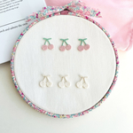さくらんぼワッペン　3枚セット★刺繍アイロンワッペン　チェリー
