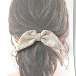 天使の羽のリボン　ヘアゴム太　ピンクベージュ