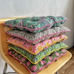 【洗えるインド綿カラフル座布団】ハンドブロックプリント｜厚み約5cm｜35×35cm コンパクト 大人可愛い