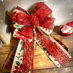 残り僅　クリスマス　3種類のリボンで仕立てた華やかなクリスマスツリートップリボン／リース飾り🎄✨