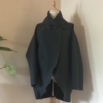 カシミヤウール（クロムグリーン）で作ったショールカラーコート