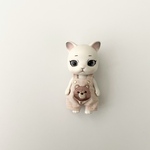 クマ刺繍のサロペット　カプセルドールサイズ