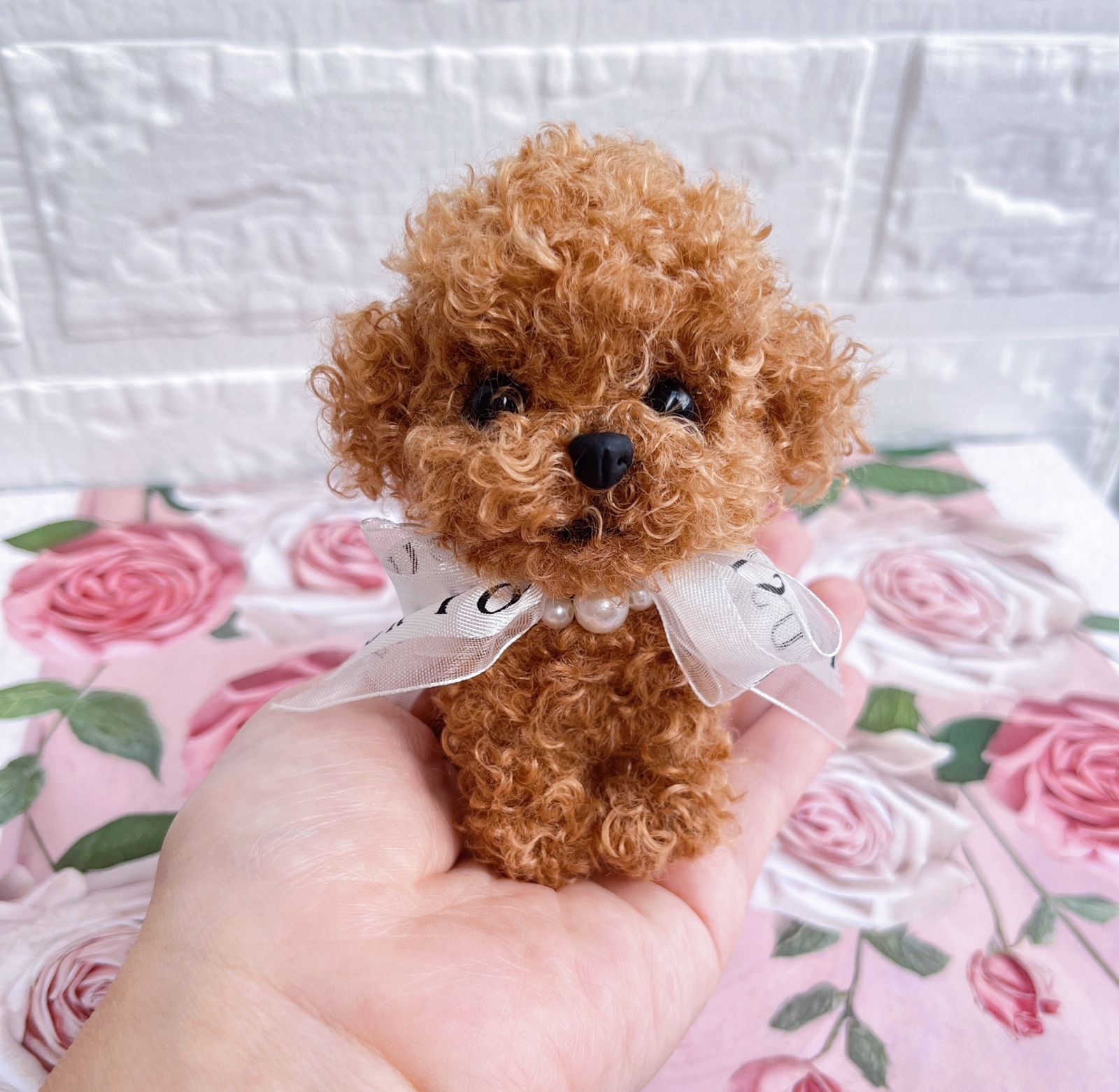 モールアート トイプードル ハンドメイド モールドール 茶色テディ犬