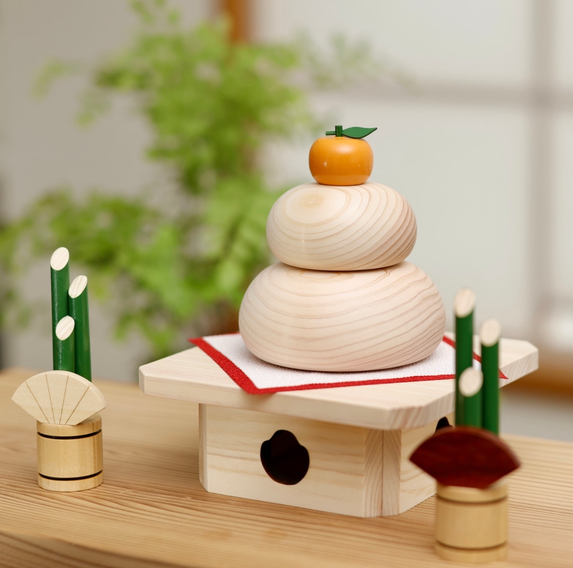 鏡餅 木製 かがみもち 大サイズ 三宝付き 無垢材 門松 お正月 - PAPU