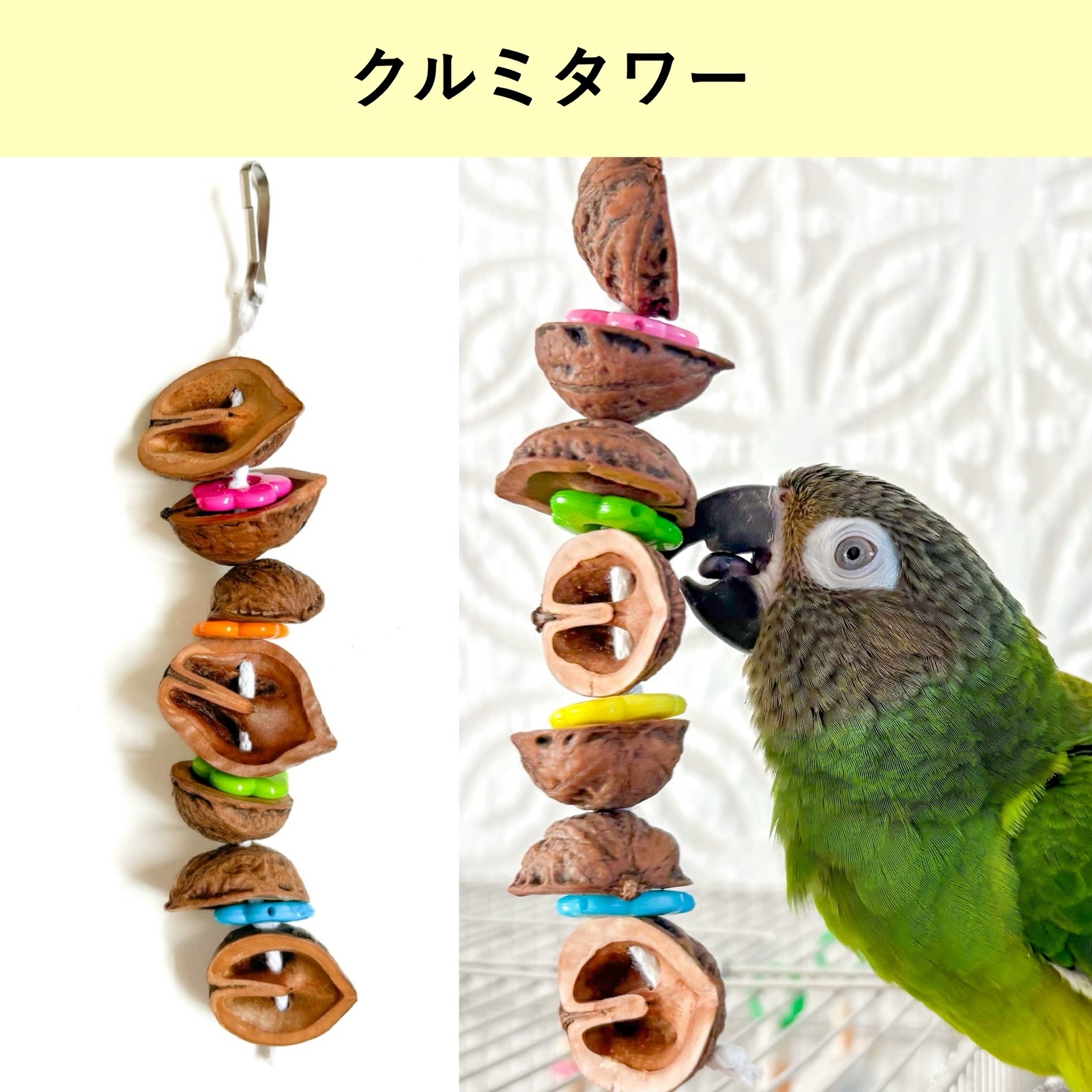 鬼のように堅い鬼胡桃を使用したクルミタワー - ことりのコリービー