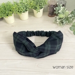 woman size✴︎ブラックウォッチのヘアターバン✴︎