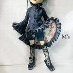 【受注生産】『Black Swan』ドール服3点セット・ブラック【テヤンドールサイズ・オビツ27サイズ】