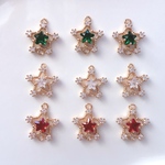 4pcs ＊ ビジュー星型 コネクター チャーム  （レッド)  （0687）