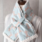 ネックウォーマー（run run run・ライトブルー/全面刺繍生地）ハンドメイド・ミナペルホネンの生地使用