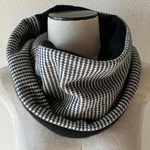 新作　アラン縄編み＆ストライプ　ネックウォーマー　厚手　リバーシブル　バイカラー　ストライプ　男女兼用